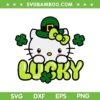 Hello Cat Lucky Clover Patrick Day SVG PNG, Lucky Cat Shamrock SVG, St Patricks Day Cat DXF SVG PNG EPS