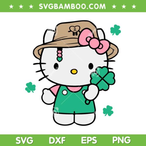 Hello Kitty Happy St Patricks Day SVG PNG, Bad Bunny Hello Kitty SVG, St Patricks Day DXF SVG PNG EPS