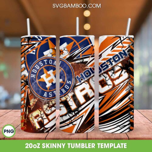 Houston Astros Tumbler Wrap PNG, MLB Houston Astros Tumbler Template Sublimation, Sports Logo 20oz Skinny Tumbler PNG
