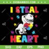 T Rex I Steal Heart Autism Awareness SVG PNG, Autism Dinosaur SVG, Autism Awareness DXF SVG PNG EPS