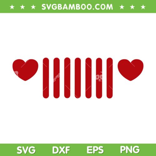 Jeep Valentines Hearts SVG PNG, 7 Slot Heart Grille SVG, Valentine Day DXF EPS SVG PNG