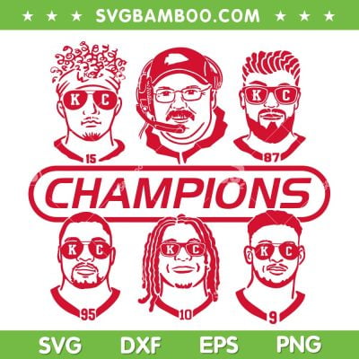 Chiefs Team Champions SVG PNG, Mahomes Kelce Reid Champs SVG, KC winning a Championship DXF EPS SVG PNG