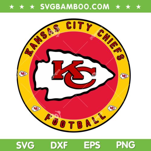 Kansas City Chiefs Football Logo SVG PNG, Chiefs Circle Logo SVG, NFL KC Logo DXF EPS SVG PNG