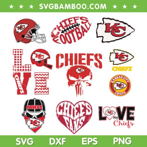Kansas City Chiefs SVG Bundle, Chiefs Logo SVG Bundle, Football Logo SVG Bundle DXF EPS SVG PNG
