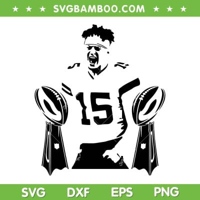 Kansas City Mahomes Two Times Champion Trophy SVG PNG, KC Chiefs Mahomes SVG, Kansas City Chiefs DXF EPS SVG PNG