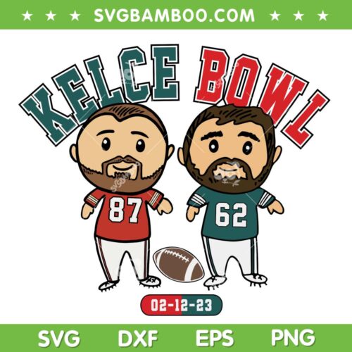 Kelce Bowl Chibi SVG, Super Bowl Kelce SVG PNG, Travis Kelce vs Jason Kelce DXF EPS SVG PNG