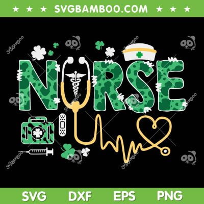 Leopard Nurse St Patricks Day SVG PNG, Stethoscope Scrub Patricks Day SVG, Irish Nurses DXF SVG PNG EPS