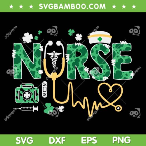 Leopard Nurse St Patricks Day SVG PNG, Stethoscope Scrub Patricks Day SVG, Irish Nurses DXF SVG PNG EPS