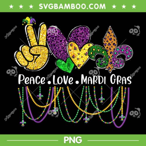 Leopard Peace Love Mardi Gras PNG, Mardi Gras Love PNG, Funny Mardi Gras PNG