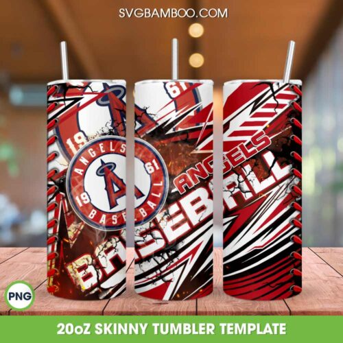 Los Angeles Angels Tumbler Wrap PNG, MLB Los Angeles Angels Tumbler Template Sublimation, MLB Logo 20oz Skinny Tumbler PNG