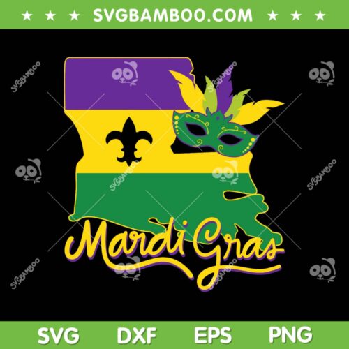 Louisiana Mardi Gras SVG PNG, Mardi Gras Mask SVG, Carnival Mask DXF EPS SVG PNG