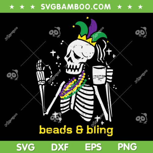 Mardi Gras Skeleton Beads Bling SVG PNG, Skeleton Beads And Bling SVG, Mardi Gras DXF EPS SVG PNG