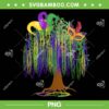 Mardi Gras Tree Beads PNG, New Orleans 2023 Watercolor PNG, Mardi Gras Tree PNG