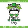 Messy Bun Happy St Patricks Day SVG PNG, Saint Paddys Girls SVG, St Patricks Day DXF SVG PNG EPS