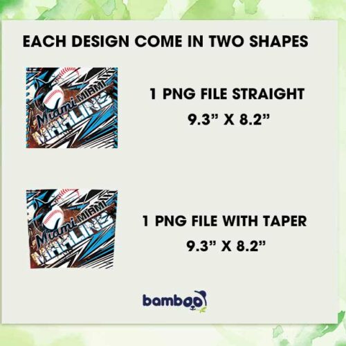 Miami Marlins 20oz Skinny Tumbler PNG, MLB Logo Miami Marlins Tumbler Wrap PNG, Baseball Team Tumbler Sublimation