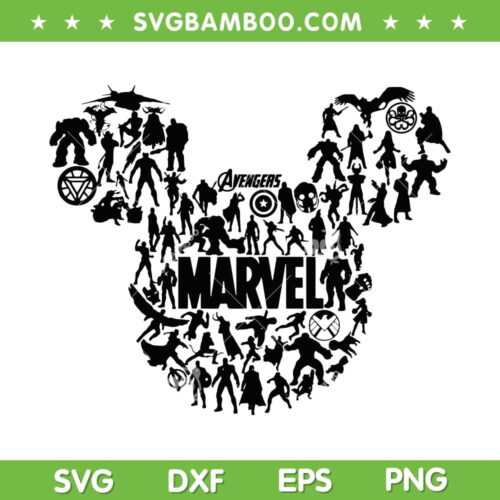 Mickey Mouse All Avengers Characters SVG PNG, Mickey Head Marvel SVG, Mickey Avengers DXF EPS SVG PNG