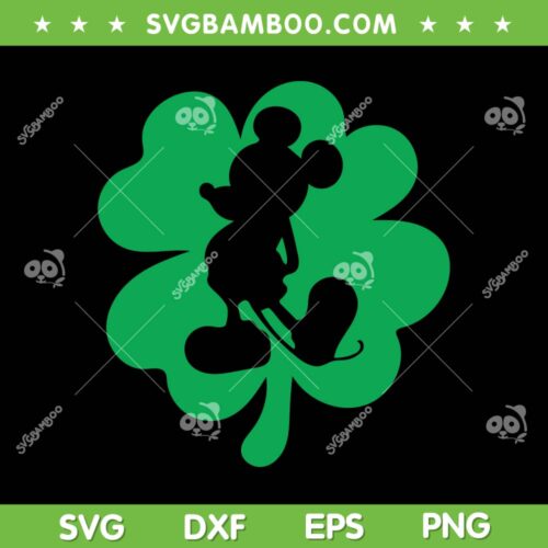 Mickey Mouse Shamrock SVG PNG, Green Shamrock Mickey SVG, Mouse St Patricks Day DXF SVG PNG EPS