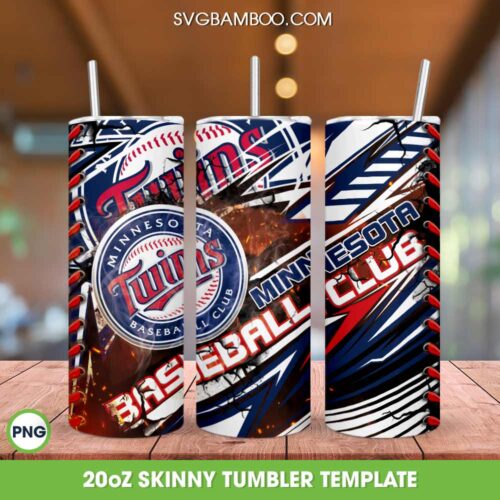 Minnesota Twins 20oz Skinny Tumbler PNG, MLB Minnesota Twins Tumbler Wrap PNG, Twins Logo Tumbler Sublimation