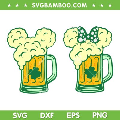 Mouse Head Patricks Day Beer SVG PNG, Disney Beer Shamrock SVG, St Patricks Day DXF SVG PNG EPS