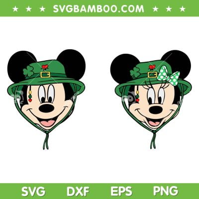 Mouse Head St Patricks Day SVG PNG, Disney Mickey Minnie Shamrock SVG, Disney Patricks Day DXF EPS SVG PNG