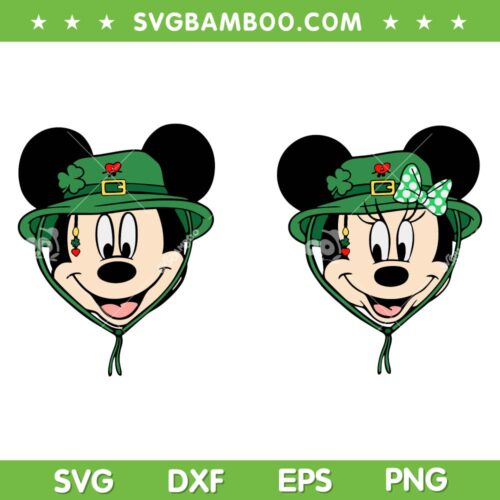 Mouse Head St Patricks Day SVG PNG, Disney Mickey Minnie Shamrock SVG, Disney Patricks Day DXF EPS SVG PNG