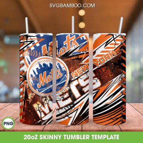 New York Mets 20oz Skinny Tumbler PNG, MLB Logo New York Mets Tumbler Wrap PNG, MLB Baseball Tumbler Sublimation