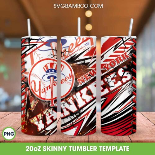 New York Yankees 20oz Skinny Tumbler PNG, MLB New York Yankees Tumbler Wrap PNG, Baseball Teams Tumbler Sublimation