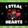 Ninja Kids I Steal Hearts SVG PNG, Ninja Boys Valentines Day SVG, Cute Ninja Kids DXF EPS SVG PNG
