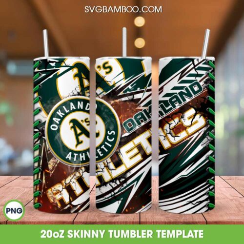 Oakland Athletics 20oz Skinny Tumbler PNG, MLB Logo Oakland Athletics Tumbler Wrap PNG, MLB Baseball Teams Tumbler Sublimation