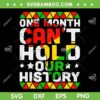 One Month Cant Hold Our History SVG PNG, Black History Month SVG, Hold Our History DXF EPS SVG PNG