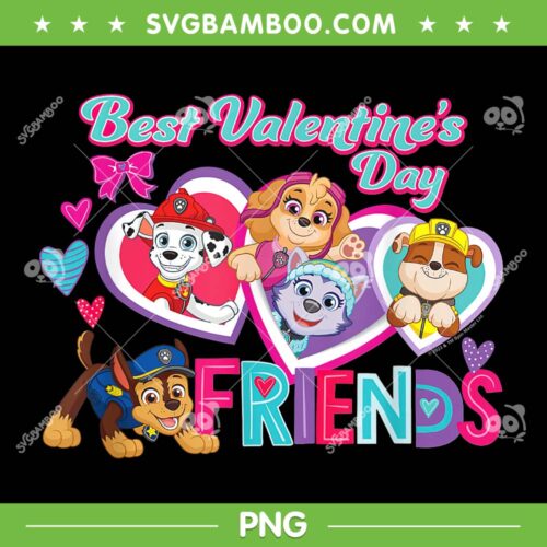 Paw Patrol Best Valentine's Day Friends PNG, Chase Skye Rubble Paw Patrol PNG, Happy Valentines Day PNG