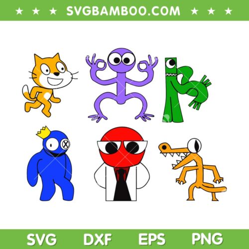 Rainbow Friends Characters SVG Bundle, Roblox Monster Rainbow Friends SVG Bundle, Blue Green Monster DXF SVG PNG EPS