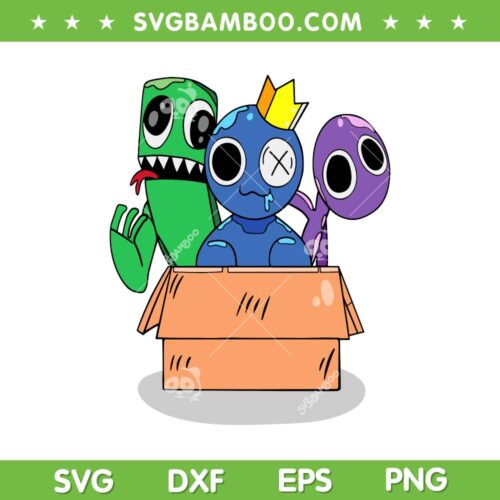 Rainbow Friends Blue Green Purple SVG PNG, Gifbox Rolox Rainbowfriends SVG, Monsters Rainbow DXF SVG PNG EPS