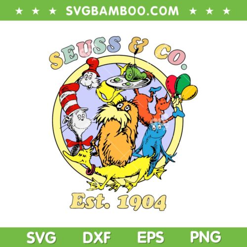 Retro Dr Seuss SVG PNG, Seuss And Co Est 1904 SVG, The Cat In The Hat DXF SVG PNG EPS