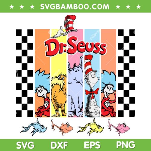 Retro Dr Seuss SVG PNG, Autism Dr Seuss Groovy SVG, The Cat In The Hat DXF SVG PNG EPS