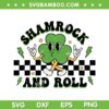 Retro Groovy Shamrock And Roll SVG PNG, Funny St Patricks Rock SVG, Shamrock And Roll DXF SVG PNG EPS