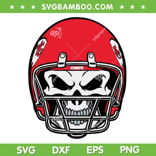 SKull Chiefs Helmet SVG PNG, KC Chiefs Skull Football Helmet SVG, NFL Football DXF EPS SVG PNG