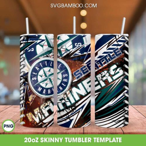 Seattle Mariners 20oz Skinny Tumbler PNG, MLB Seattle Mariners Tumbler Wrap PNG, Mariners Baseball Tumbler Sublimation