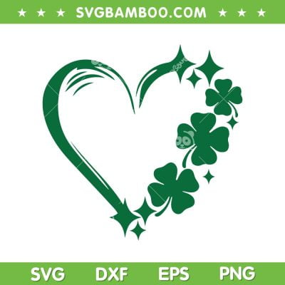 Shamrock Sparkly Heart Standard SVG PNG, Shamrock Heart SVG, Saint Patricks Day DXF SVG PNG EPS Shamrock Sparkly Heart Standard SVG PNG, Shamrock Heart SVG, Saint Patricks Day DXF SVG PNG EPS