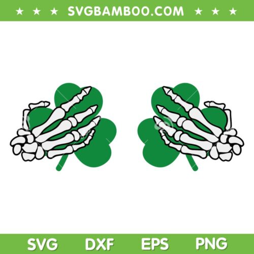 Skeleton Hands Shamrock Boobs SVG PNG, St Patricks Day Boobs SVG, Skeleton Hands Shamrock Boobs DXF SVG PNG EPS