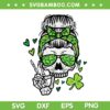 Skull Messy Bun Saint Pattys Paddy SVG PNG, Skull Womens Shamrock SVG, St Patricks Day DXF SVG PNG EPS