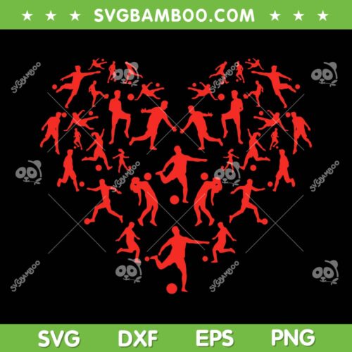 Soccer Heart Love SVG PNG, Soccer Ball SVG, Soccer Game Heart DXF EPS SVG PNG