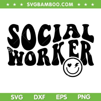Social Worker SVG PNG, Retro Smiley School Counselor SVG, Social Worker Face Smile DXF EPS SVG PNG