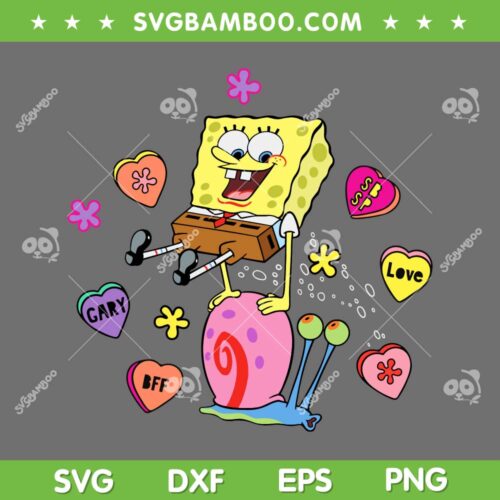 SpongeBob SquarePants Valentines Day SVG PNG, Spongebob Candy Hearts SVG, Valentine Day DXF EPS SVG PNG