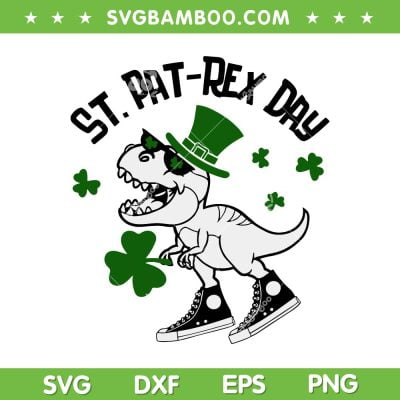 St Pat Rex Day SVG PNG, Dinosaur Lucky Dude SVG, St Patrick T Rex DXF SVG PNG EPS