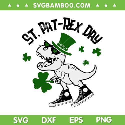 St Pat Rex Day SVG PNG, Dinosaur Lucky Dude SVG, St Patrick T Rex DXF SVG PNG EPS