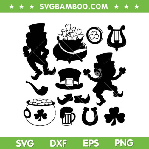 Leprechaun Pot Shamrock St Patricks Day SVG PNG, Shamrock St Patricks Day SVG, Lucky Shamrock DXF SVG PNG EPS
