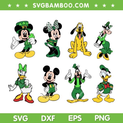 St Patricks Day Mouse And Friends SVG Bundle, Disney Mouse Patrick Day SVG Bundle, Disney St Patrick Day SVG Bundle DXF EPS PNG
