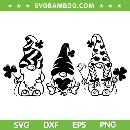 St Patricks Day Gnomes SVG PNG, Leprechaun Gnomie SVG, Funny Three Gnomes DXF SVG PNG EPS