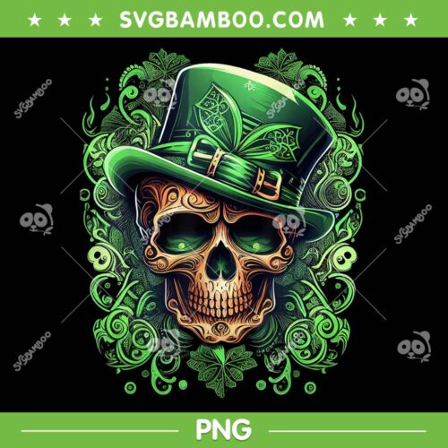 Sugar Skull St Patricks Day 2023 PNG, Irish Skull Leprechaun PNG, St Patricks Day PNG